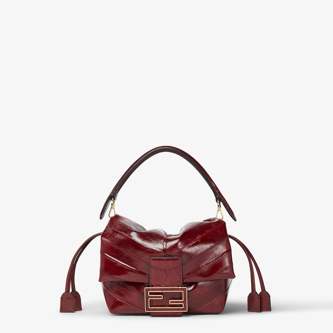 FENDI Mamma Baguette Small Burgundy inlaid hagfish leather mini-bag - Image 1